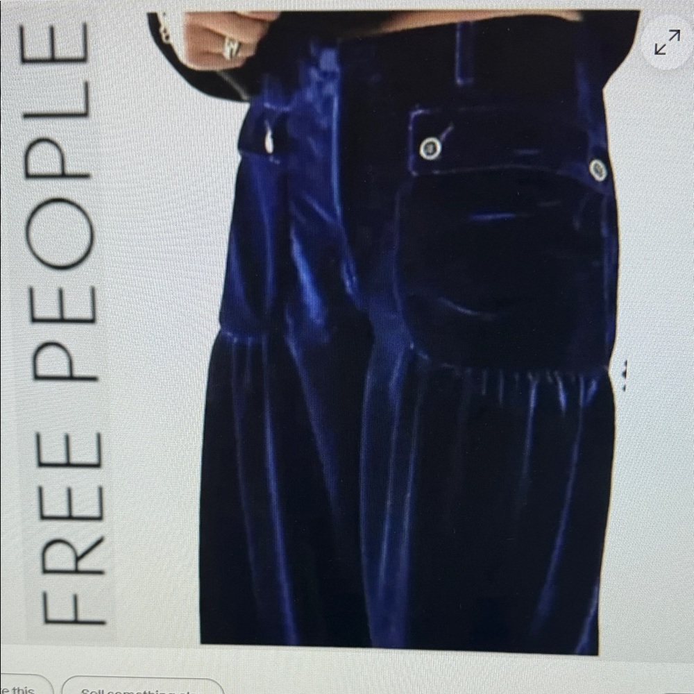 Free People Women's Deep Blue Velvet Lotus Pants with ankle ties